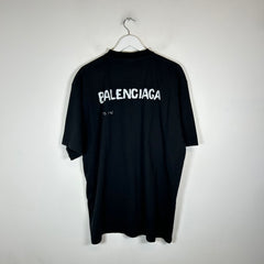 Balenciaga Black Hand Drawn Logo T-Shirt Size M