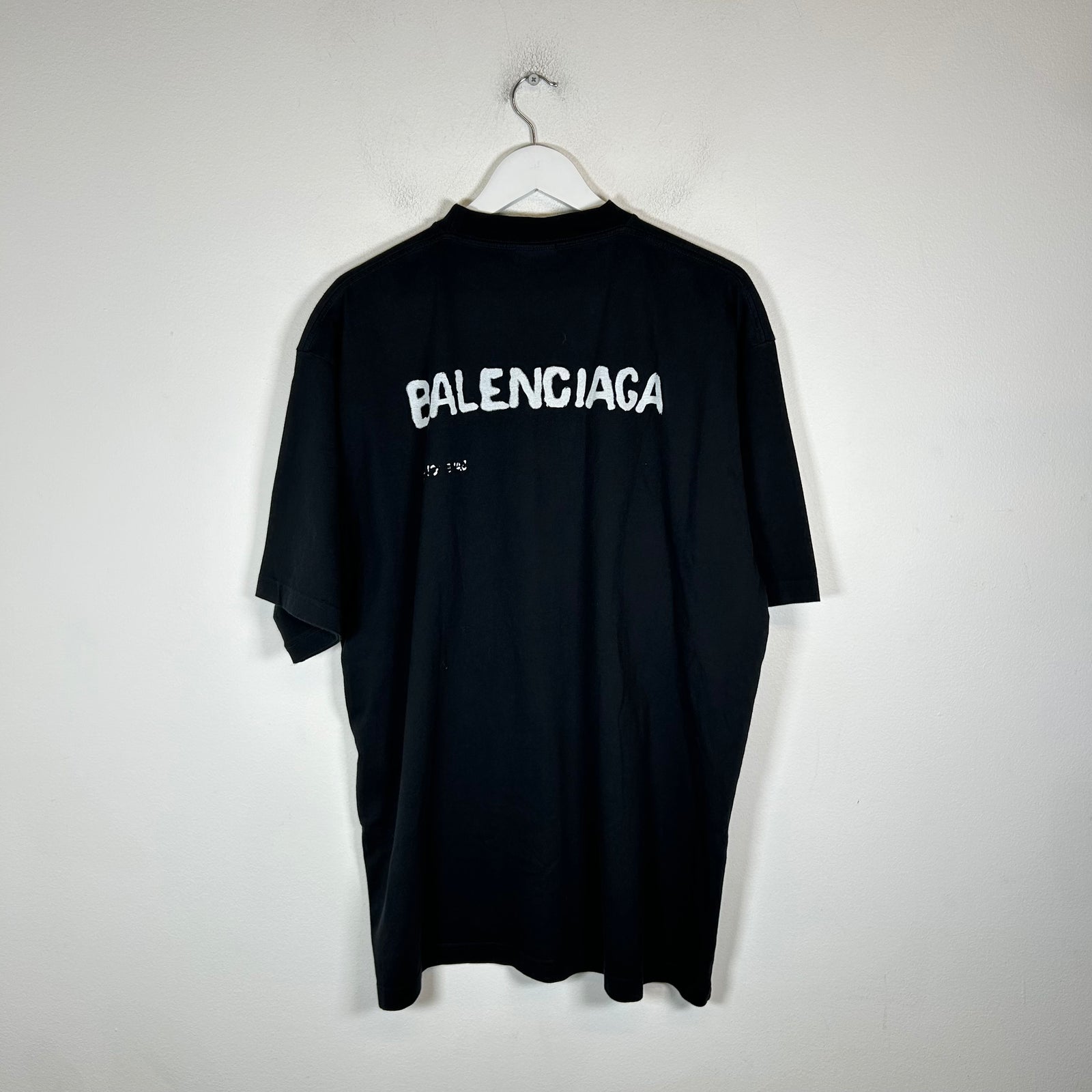 Balenciaga Black Hand Drawn Logo T-Shirt Size M