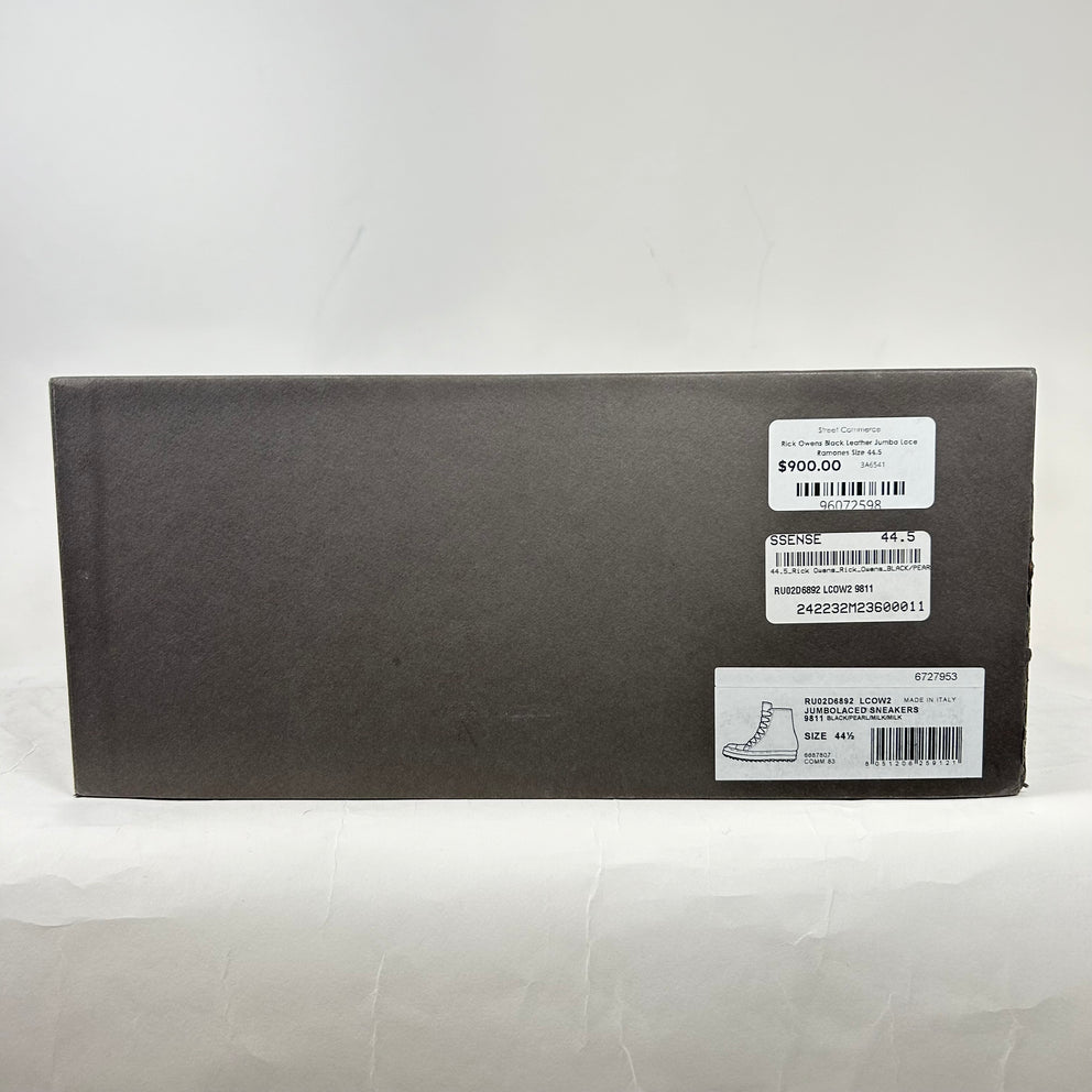Rick Owens Black Leather Jumbo Lace Ramones Size 44.5