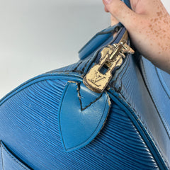 Louis Vuitton Blue Epi Leather Duffle Keepall Size 45