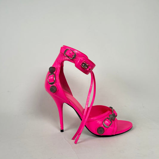 Balenciaga Hot Pink Cagole Leather Heels Size 38