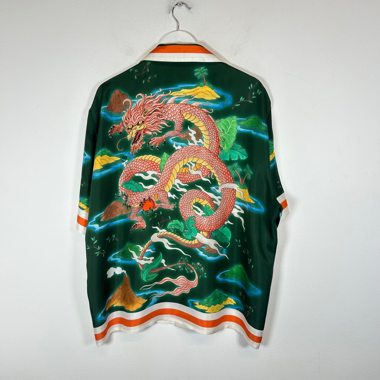 Casablanca Green Casa Airplane Silk Button-Up Shirt Size XXL