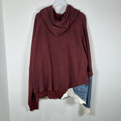 Greg Lauren Maroon Patchwork Fragment Hoodie Size 4