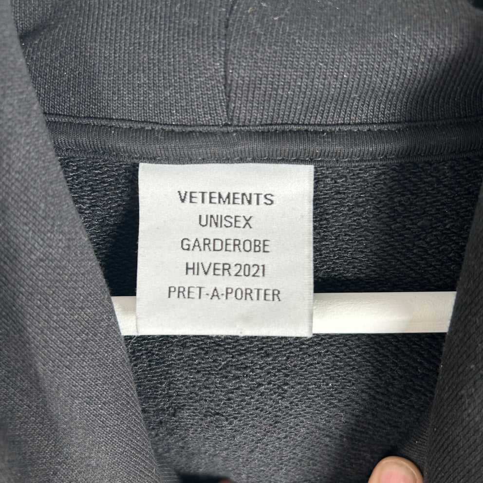 Vetements Rhinestone Crystal Logo Oversized Hoodie Size S