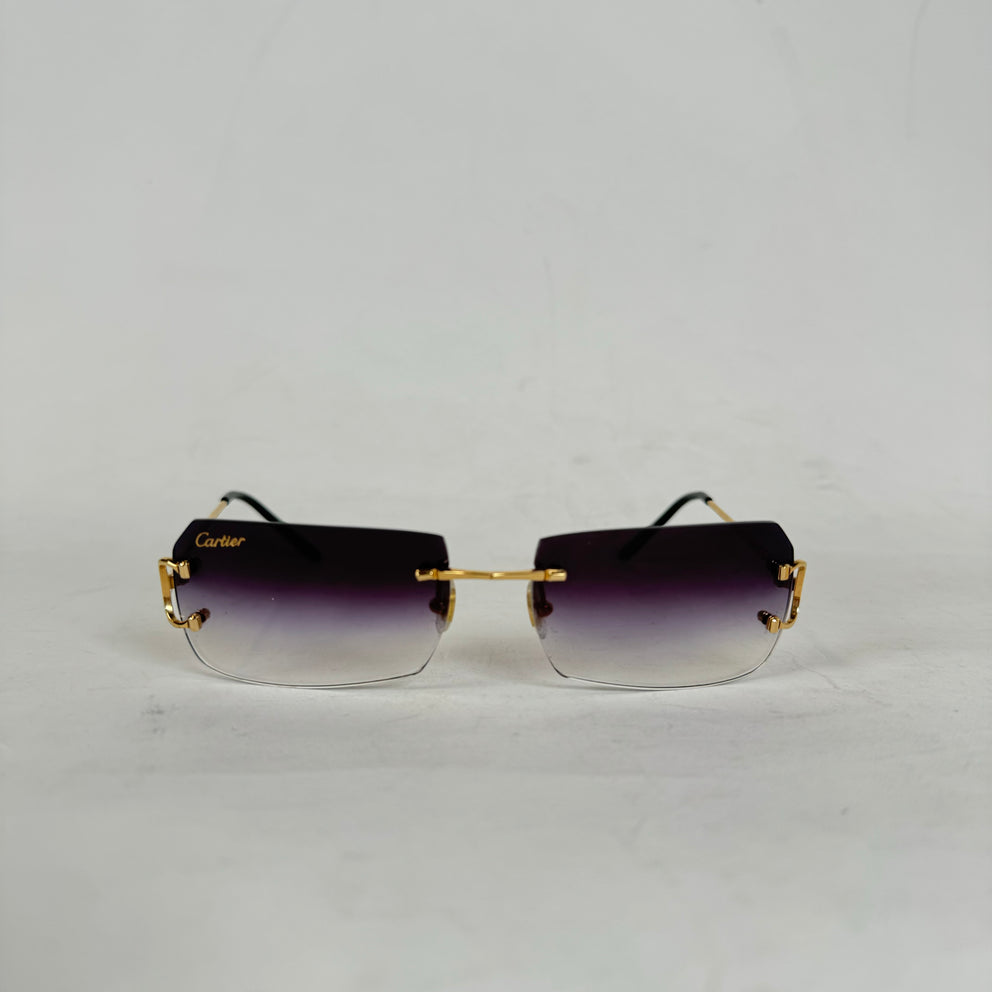 Cartier Big C Fluorescent Gold Wire Frame Glasses