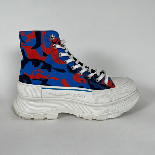 Alexander McQueen Blue & Red High Top Sneaker Size 45