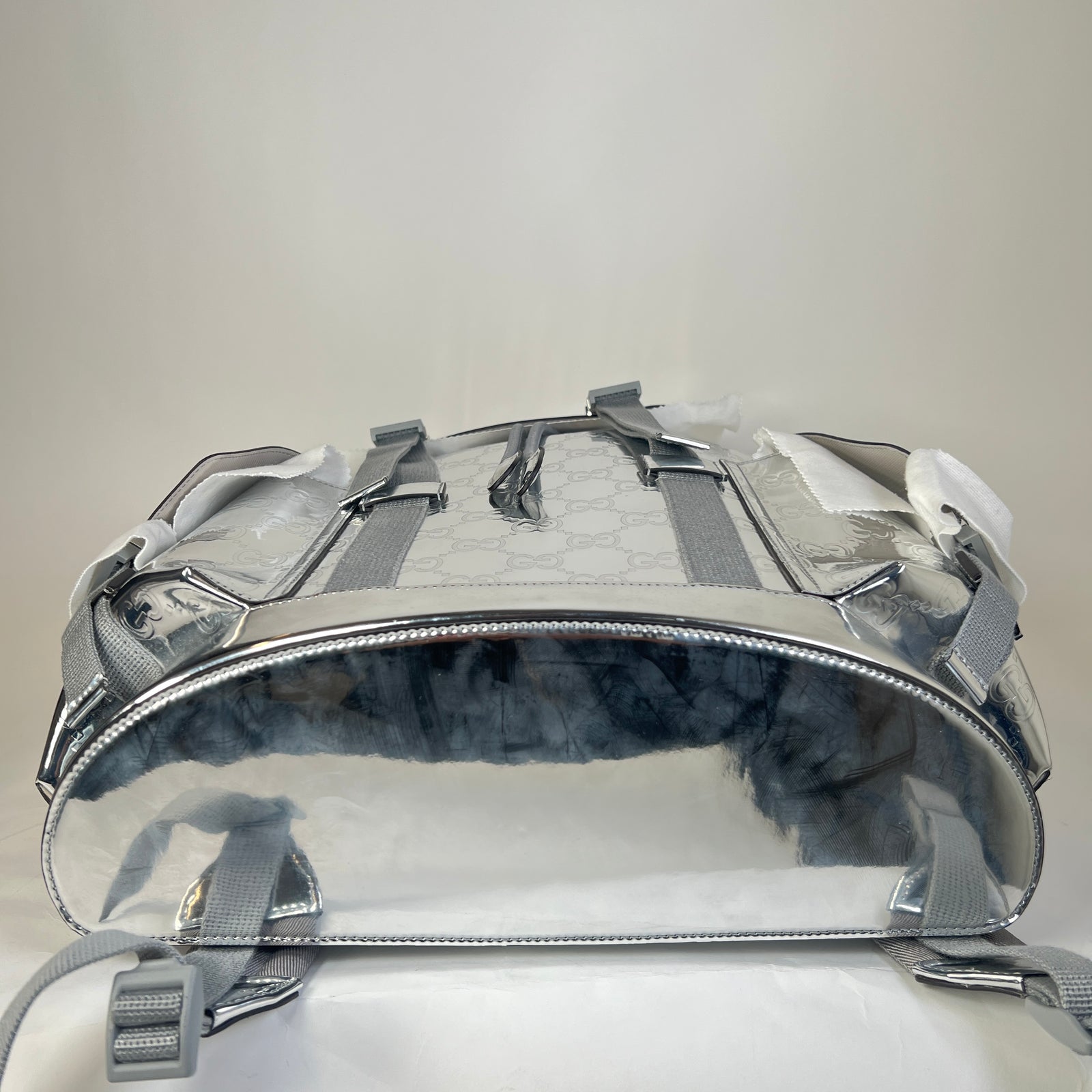 Gucci Silver Mirror Effect GG Large Backpack