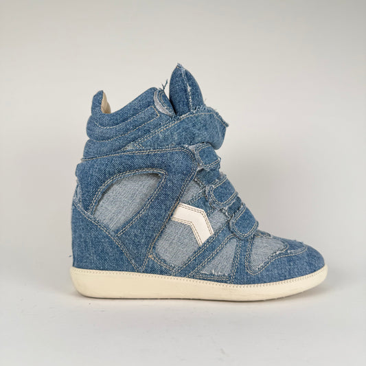 Isabel Marant Blue Bekkett Denim Sneakers Size 38