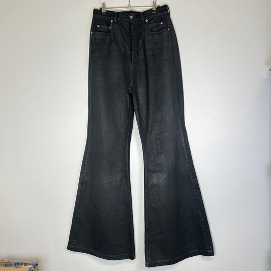 Rick Owens Lido SS24 Black Wax Bolan Jeans Size 33