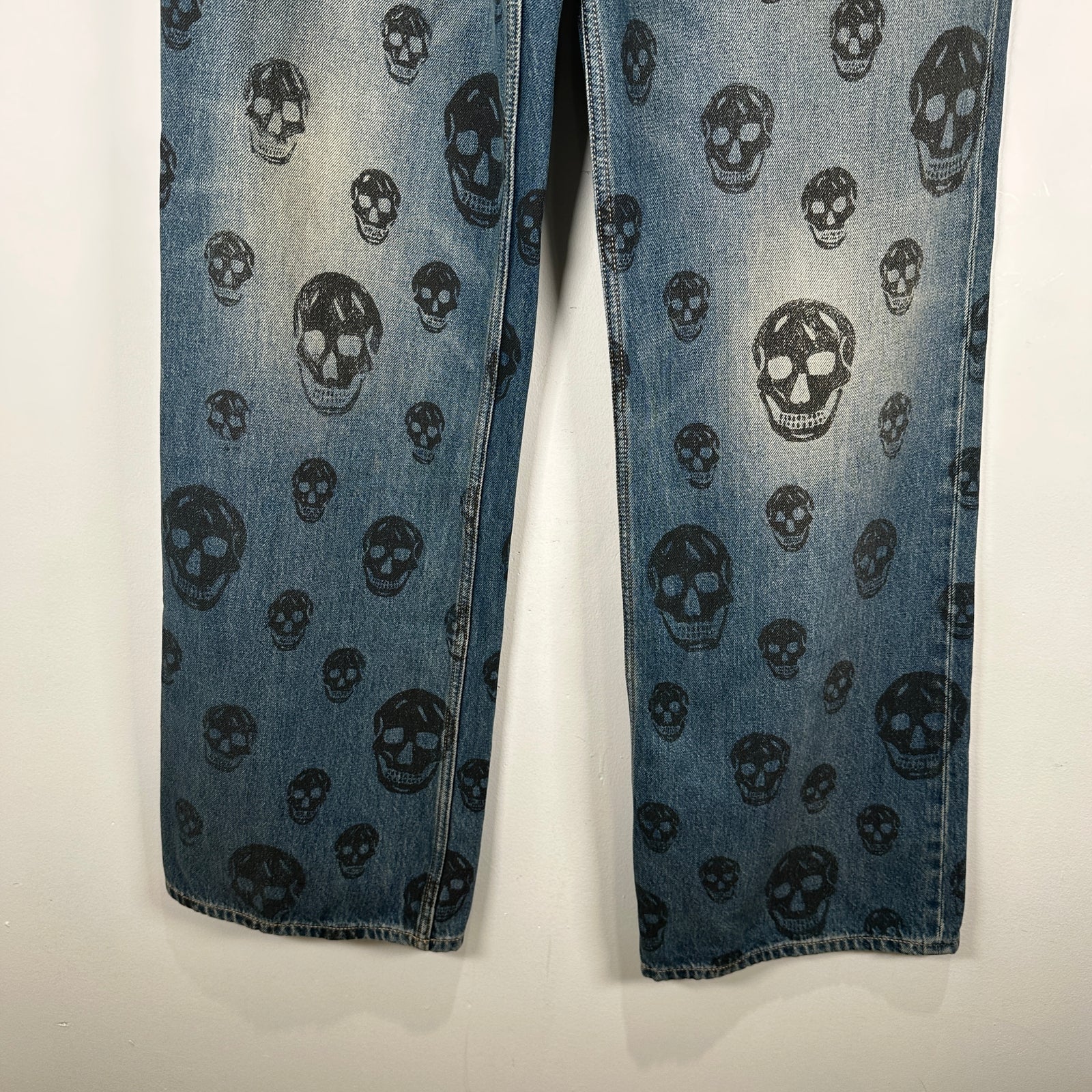 Alexander Mcqueen Baggy Skull Print Jeans Size 34
