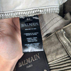 Balmain Green Biker Denim Size 34