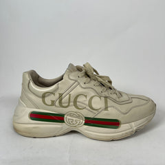 Gucci Beige Classic Logo Rhyton Sneaker Size GG 9.5