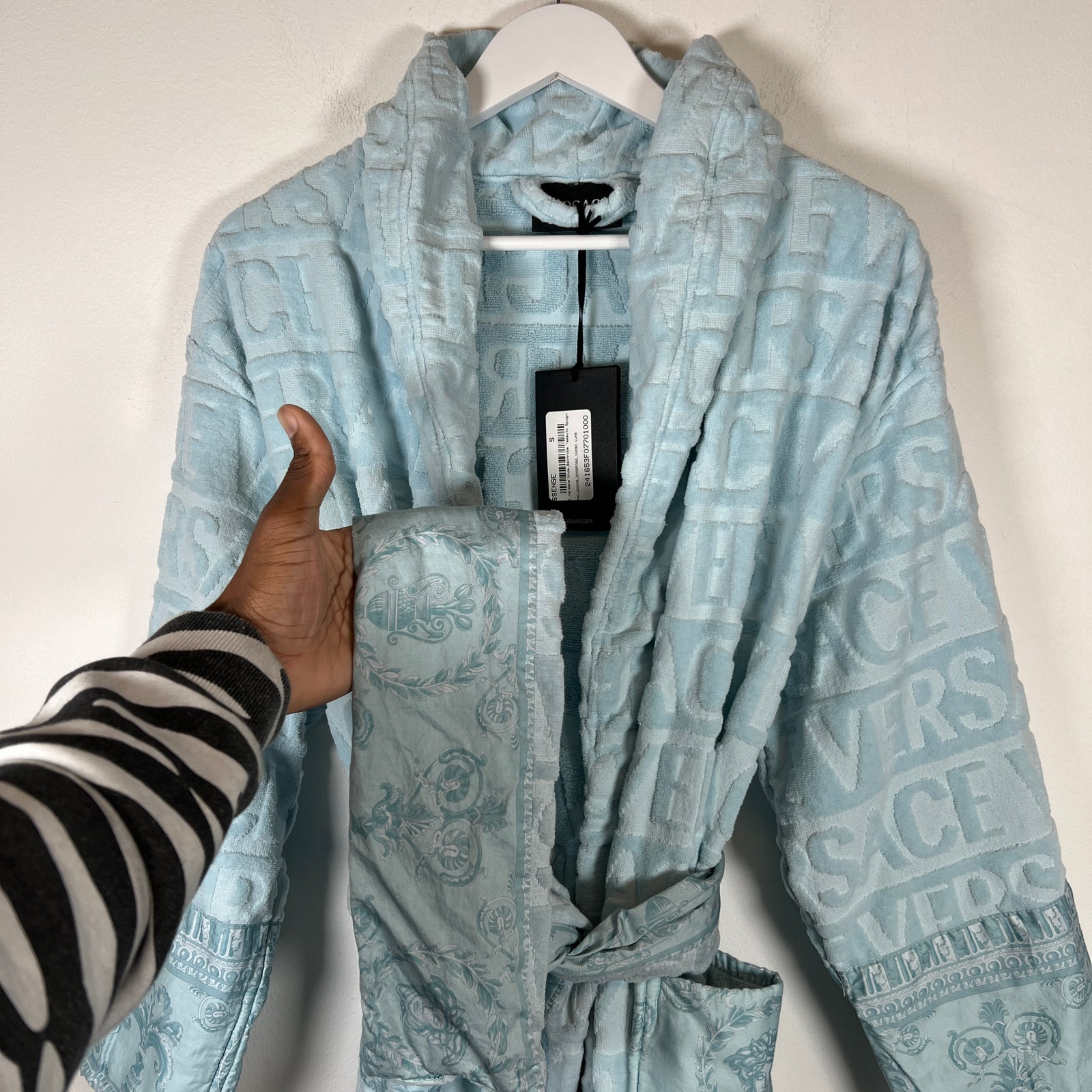 Versace Light Blue Baroque Robe Size S