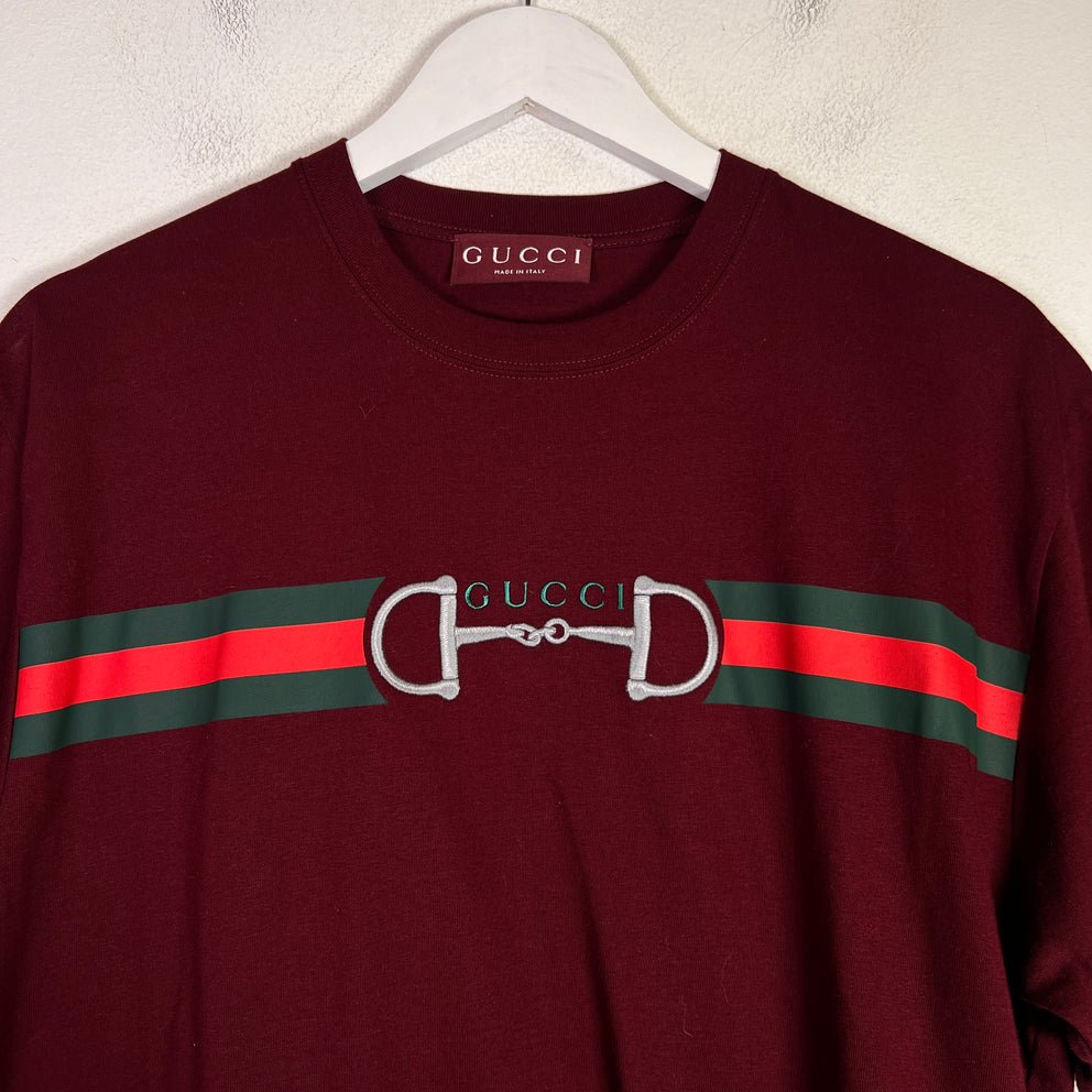 Gucci Horsebit Embroidered Web Logo T-Shirt