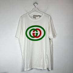 Gucci White Classic GG Oval Logo T-Shirt Size L