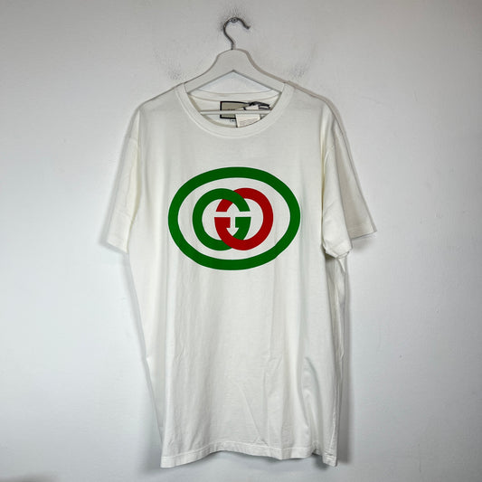 Gucci White Classic GG Oval Logo T-Shirt Size L