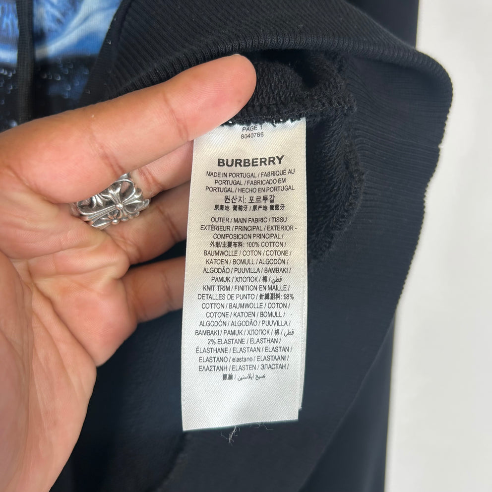 Burberry Black Shark Print Hoodie Size S
