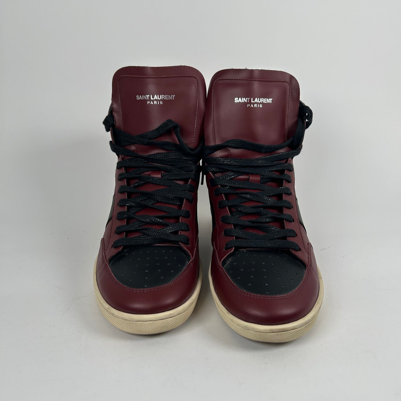 Saint Laurent SL/10H Court Burgandy High Tops Size 41