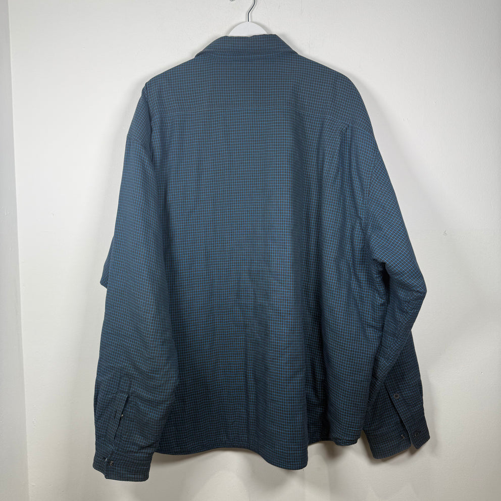 Balenciaga Navy Plaid Padded Button-Up Jacket Size XXL