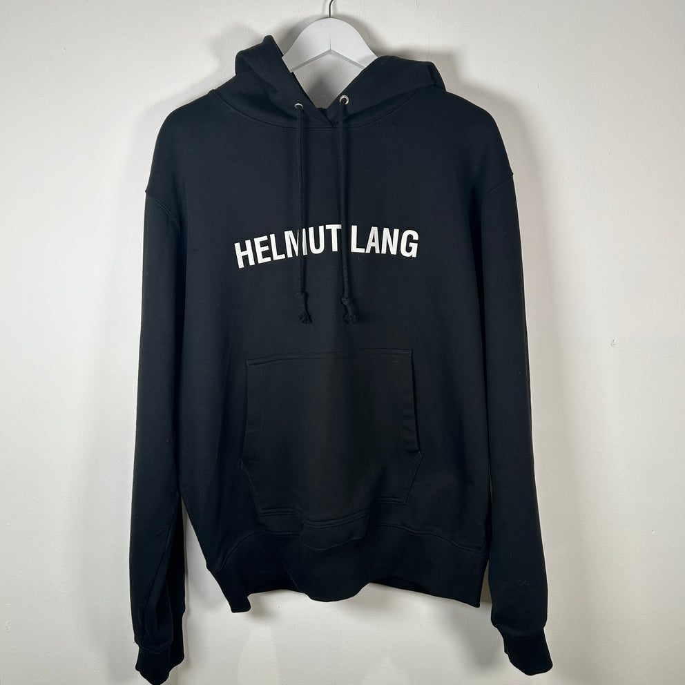 Helmut Lang Black Plain Logo Hoodie Size L