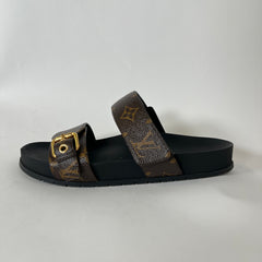 Louis Vuitton Bom Dia Monogram Flat Mule Sandals Size 38.5