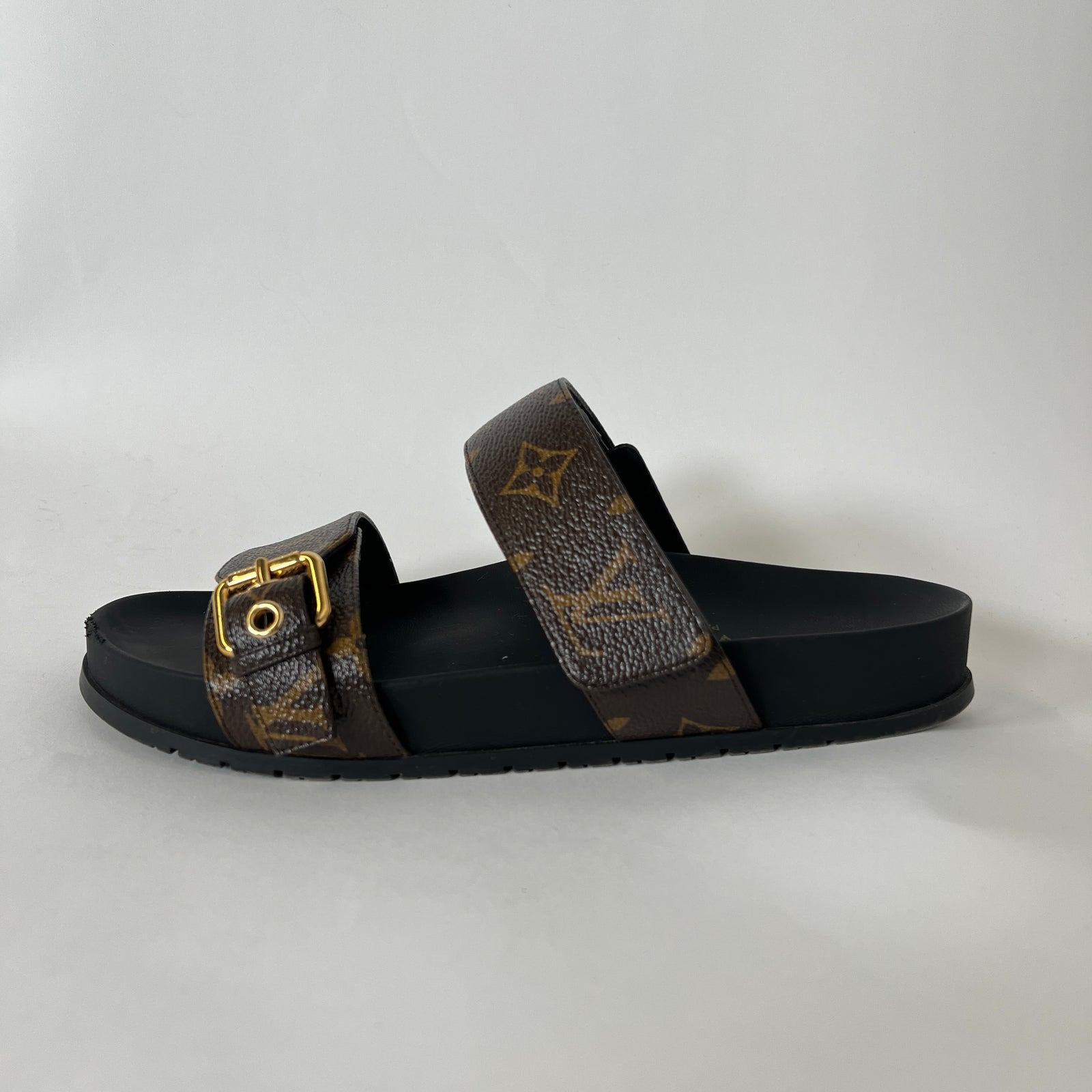 Louis Vuitton Bom Dia Monogram Flat Mule Sandals Size 38.5