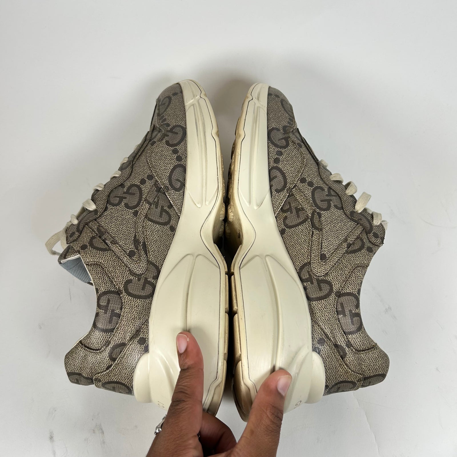 Gucci Beige Maxi GG Rhyton Sneaker Size GG 9.5