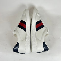 Gucci White/Blue Web Ace Sneaker Size GG 9.5