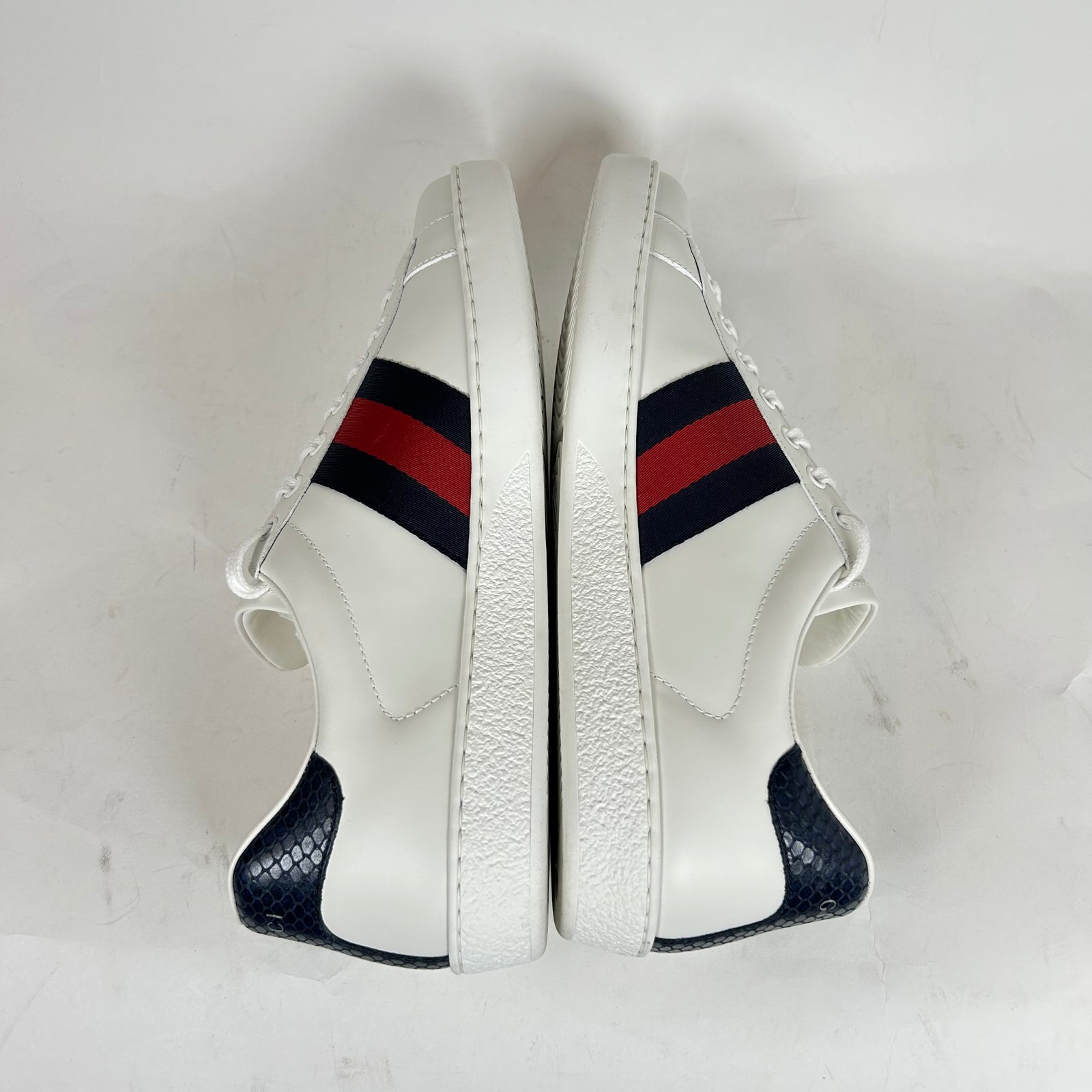 Gucci White/Blue Web Ace Sneaker Size GG 9.5