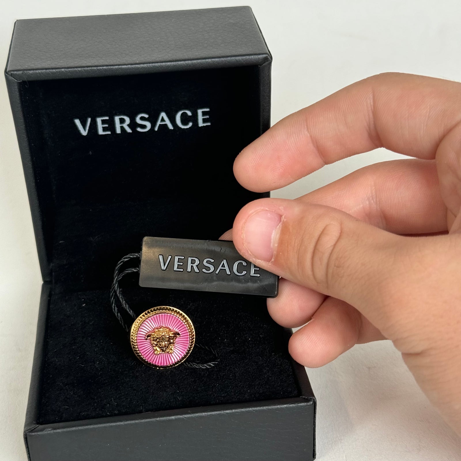 Versace Gold/Pink Medusa Ring Size 6