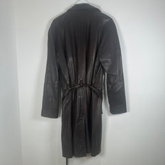 Giorgi Armani Brown Leather Trench Coat Size L