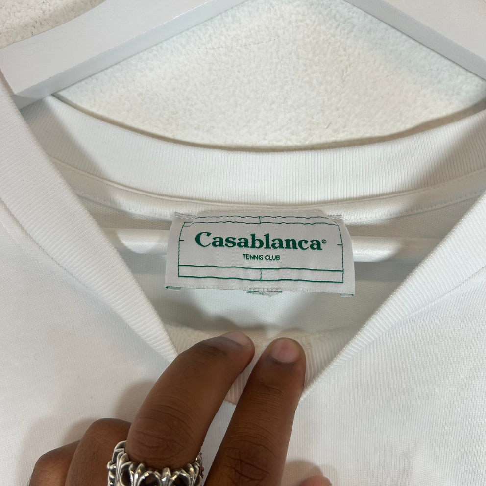 Casablanca White Tennis Club Logo T-Shirt Size XL