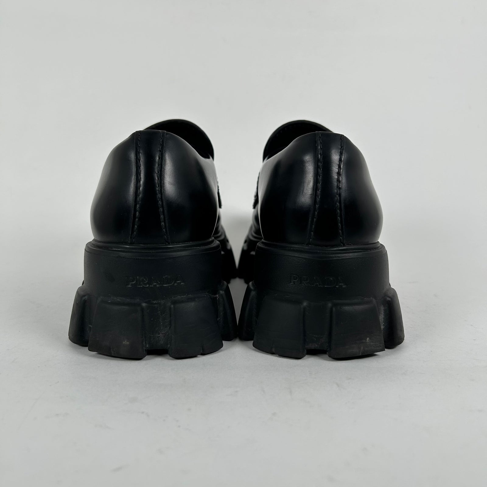 Prada Black Leather Monolith Sneakers Size 10