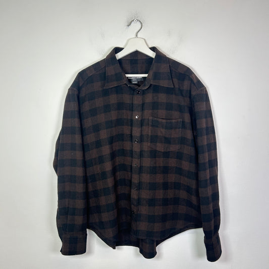 Balenciaga Paris Black/Brown Plaid Flannel Size 42