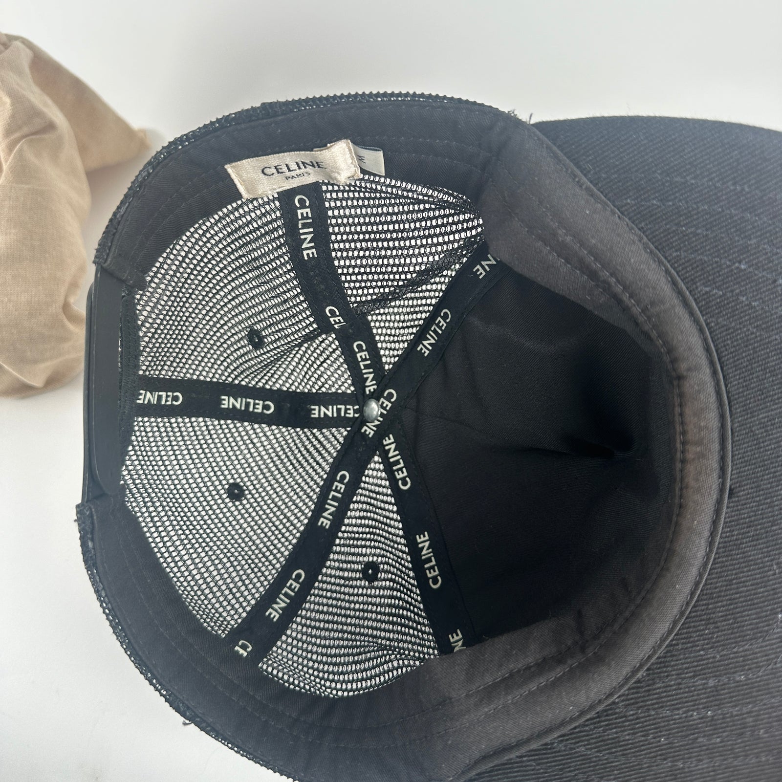Celine Black Trucker Logo Hat Size M