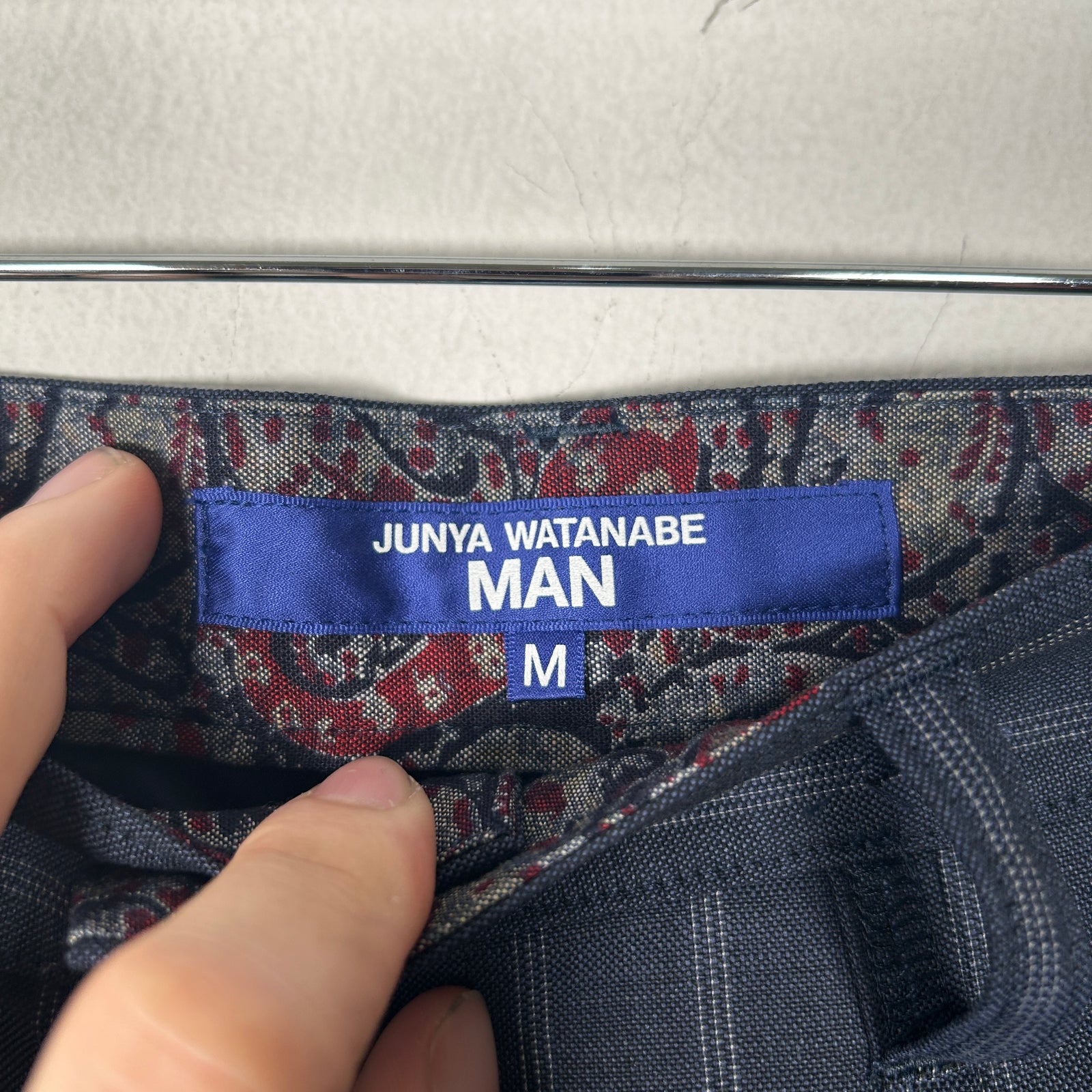 Junya Watanabe Navy Pinstripe Wool Shorts Size M