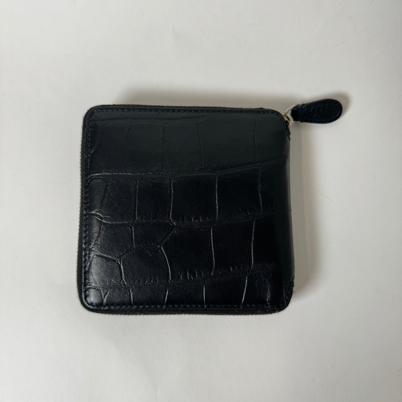 Balenciaga Black Croc Embossed Leather Wallet