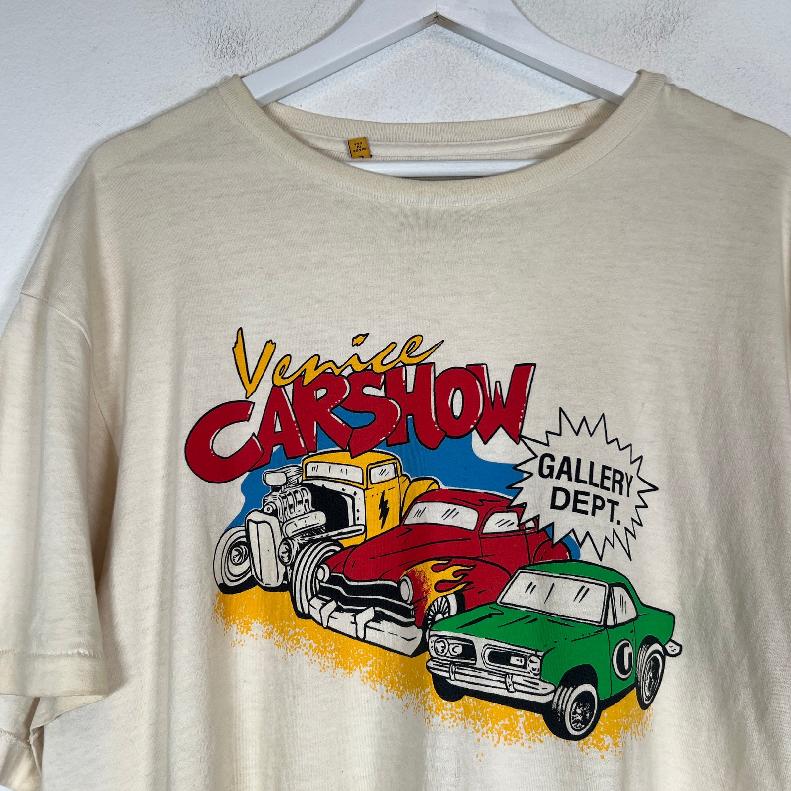 Gallery Dept Cream Venice Car Show T-Shirt Size L