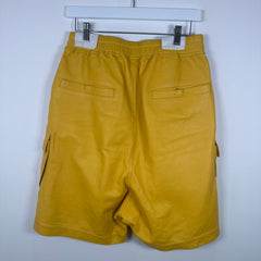 Rick Owens SS23 EDFU ‘Lemon’ Yellow Leather Bela Cargo Shorts Size M