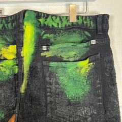 Givenchy Black/Green Painted Distressed Jeans Size 38