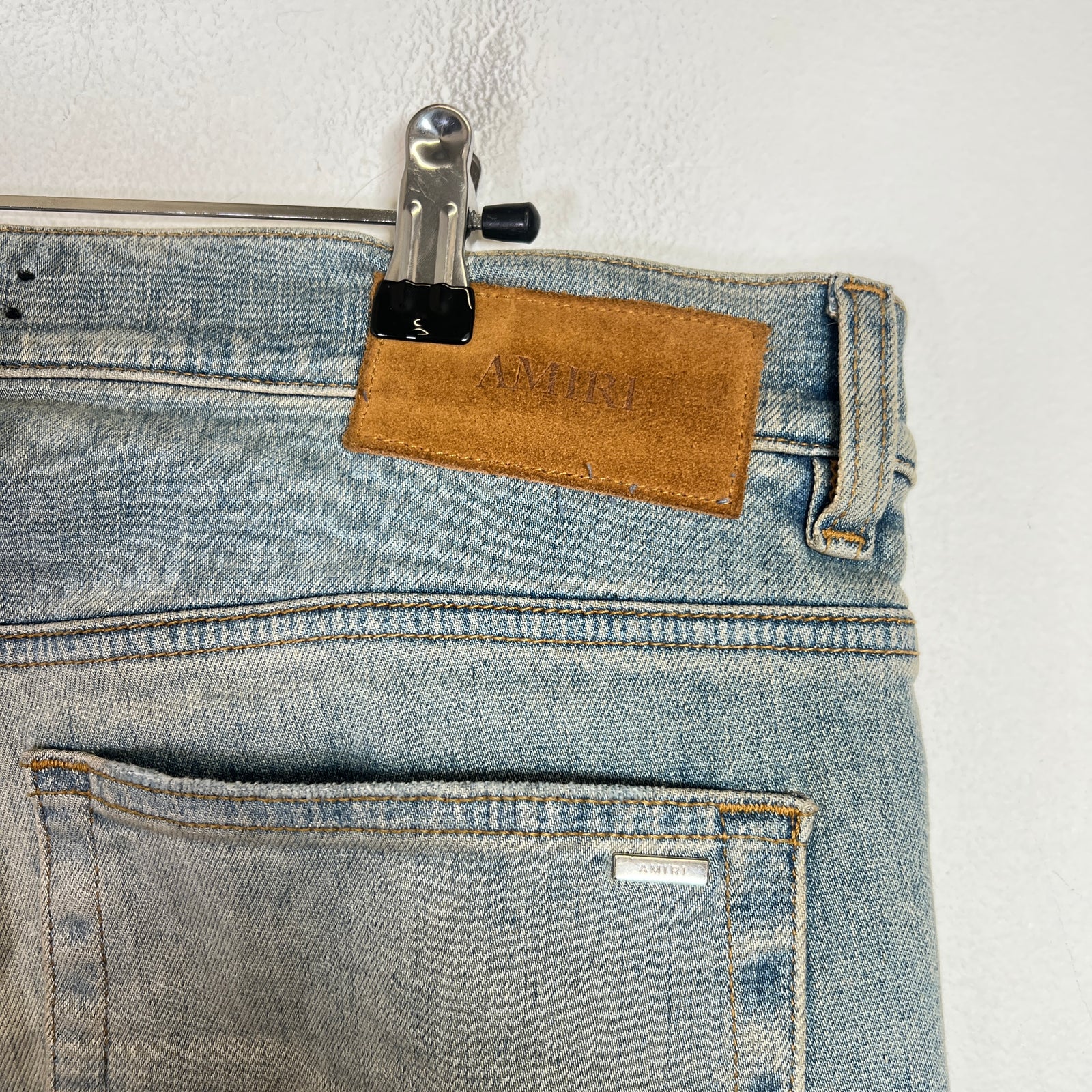 Amiri Light Indigo Floral Studded Denim Jeans