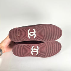 Chanel Burgundy 'CC' Lambskin Hightop Sneakers Size 43