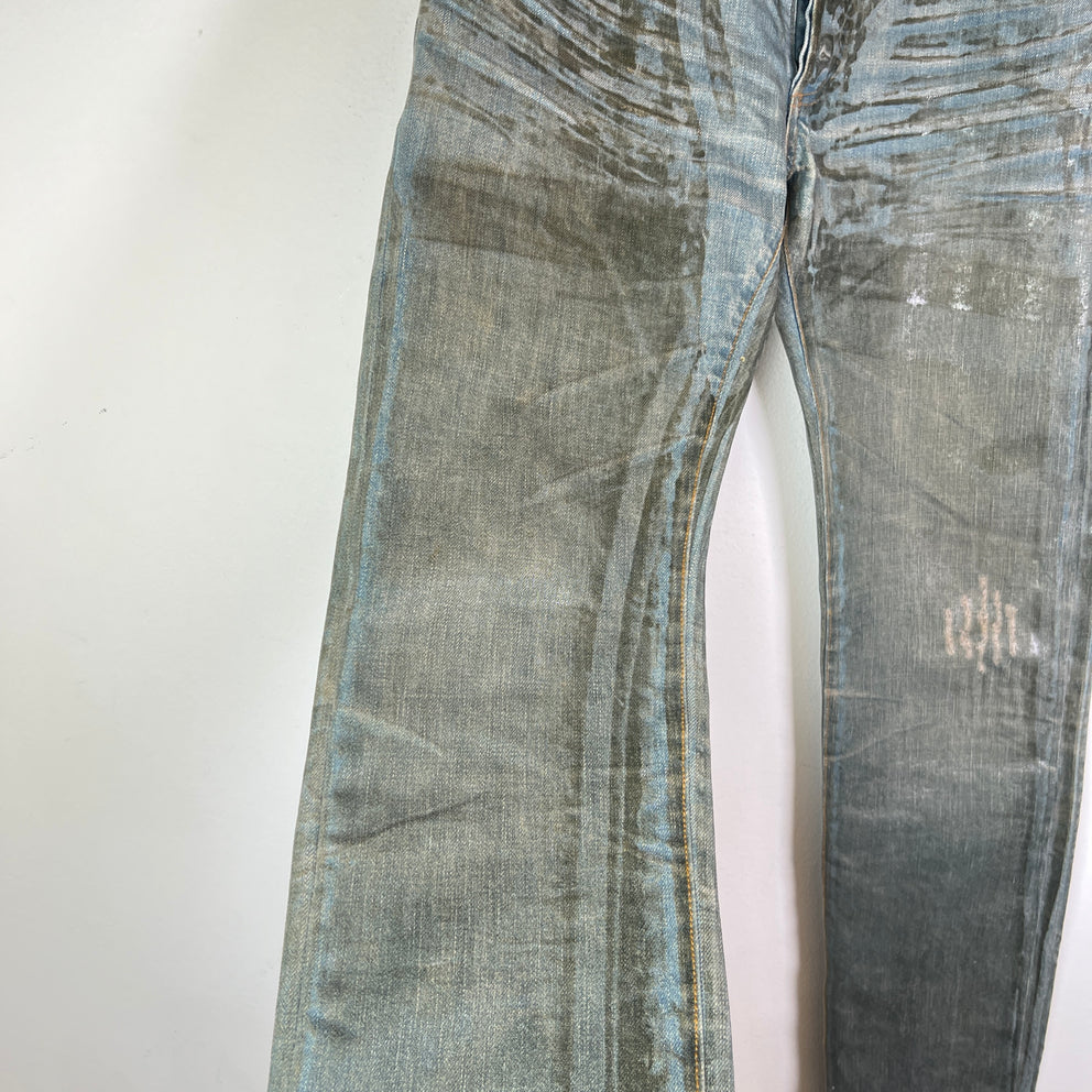 Dior Homme SS04 Bleu Claire Waxed Denim Jeans