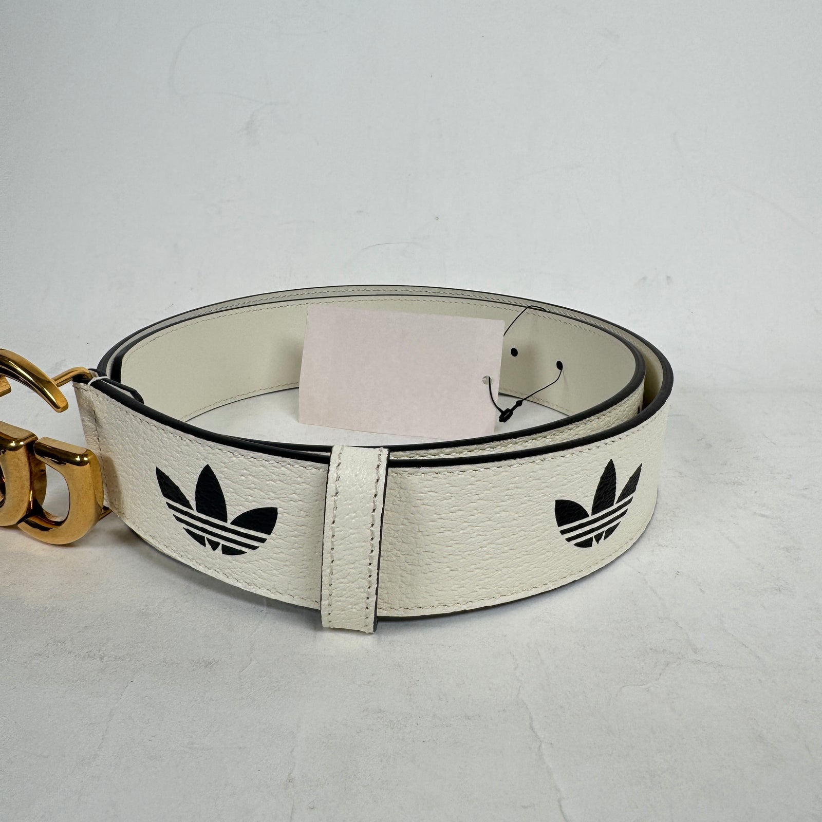 Gucci x Adidas White Leather Belt Size 85