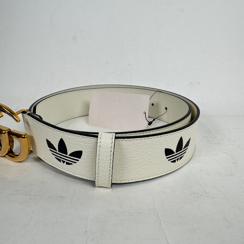 Gucci x Adidas White Leather Belt Size 85