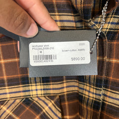 Amiri Brown Plaid Check Flannel Shirt Size M