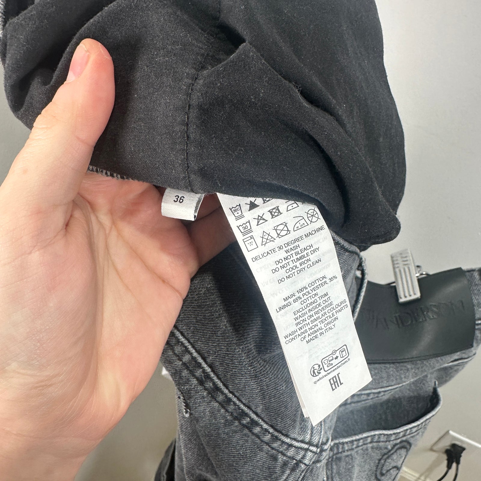 J.W. Anderson Bucket Grey Jeans Size 36