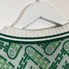 Casablanca Green Monogram Jacquard Knit Polo Size 2XL