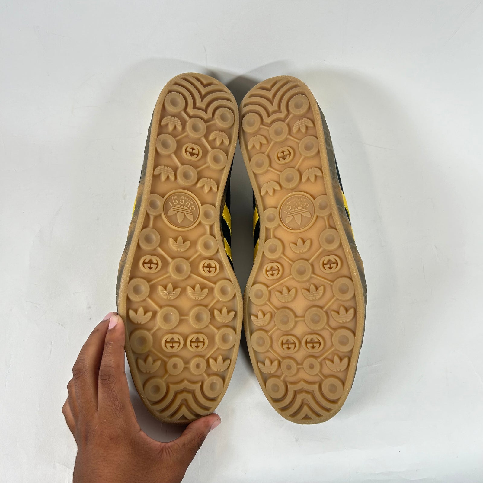 Gucci x Adidas Black/Yellow GG Monogram Gazelle Sneaker Size 13.5