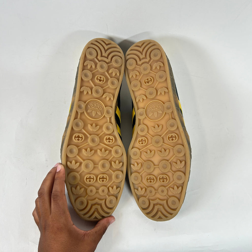 Gucci x Adidas Black/Yellow GG Monogram Gazelle Sneaker Size 13.5